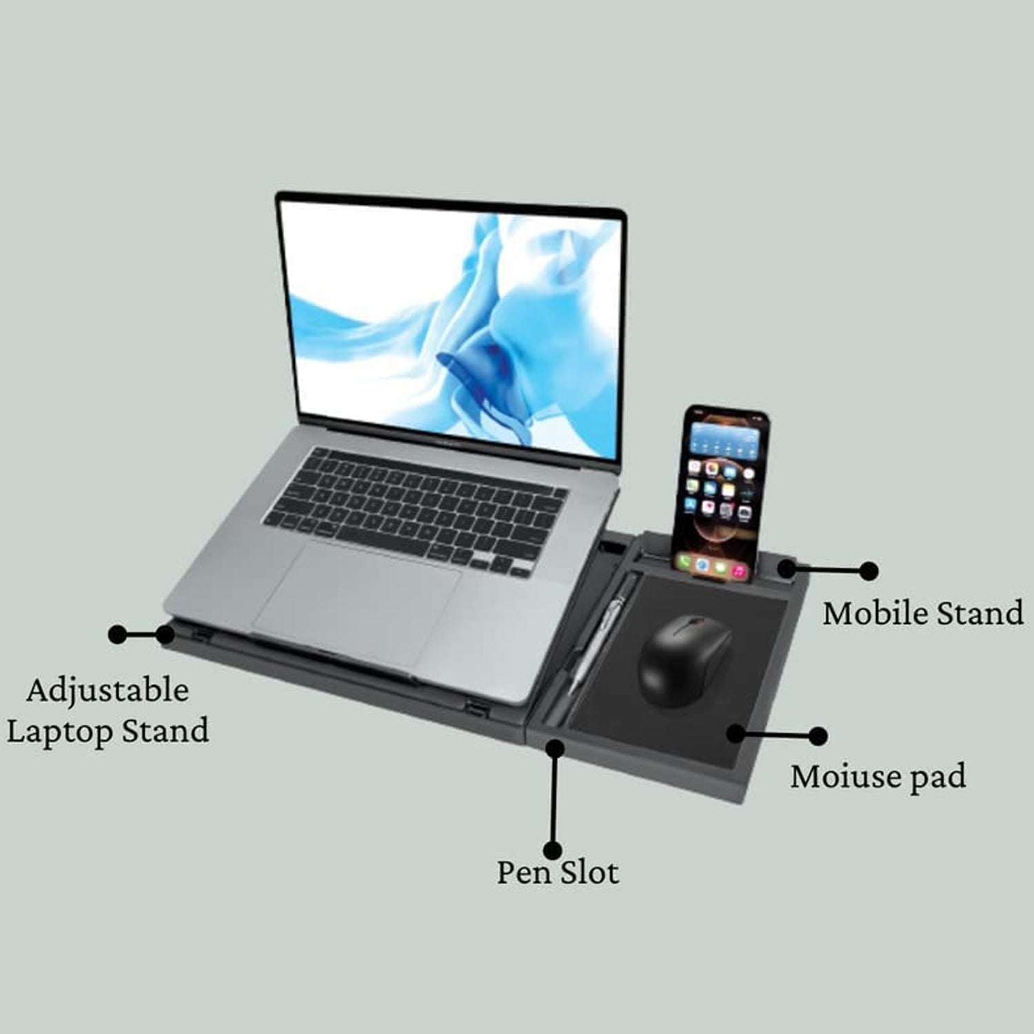 1229 Laptop Stand Suitable Portable Foldable Compatible with MacBook Notebook Tablet Tray Desk Table Book with Free Phone Stand 1229 Laptop Stand Suitable Portable Foldable Compatible with MacBook Notebook Tablet Tray Desk Table Book with Free Phone Stand